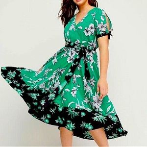 Emerald green floral Lane Bryant dress